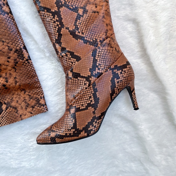 Luca Valentini Made in Italy Brown Camel Reptile OTK Over The Knee Boots 40 - Picture 8 of 17